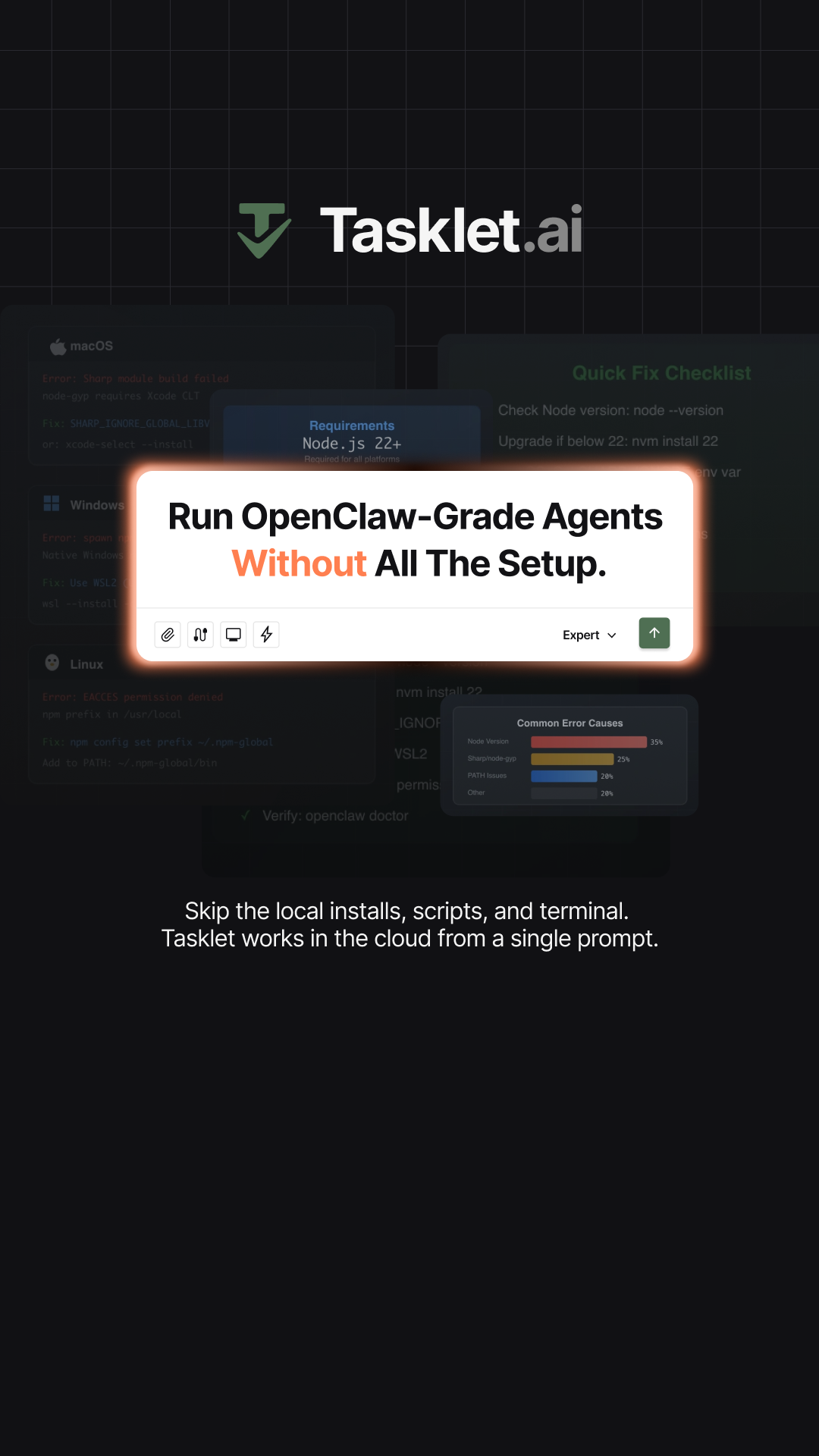 No local installs, scripts, terminals, or developer-first se